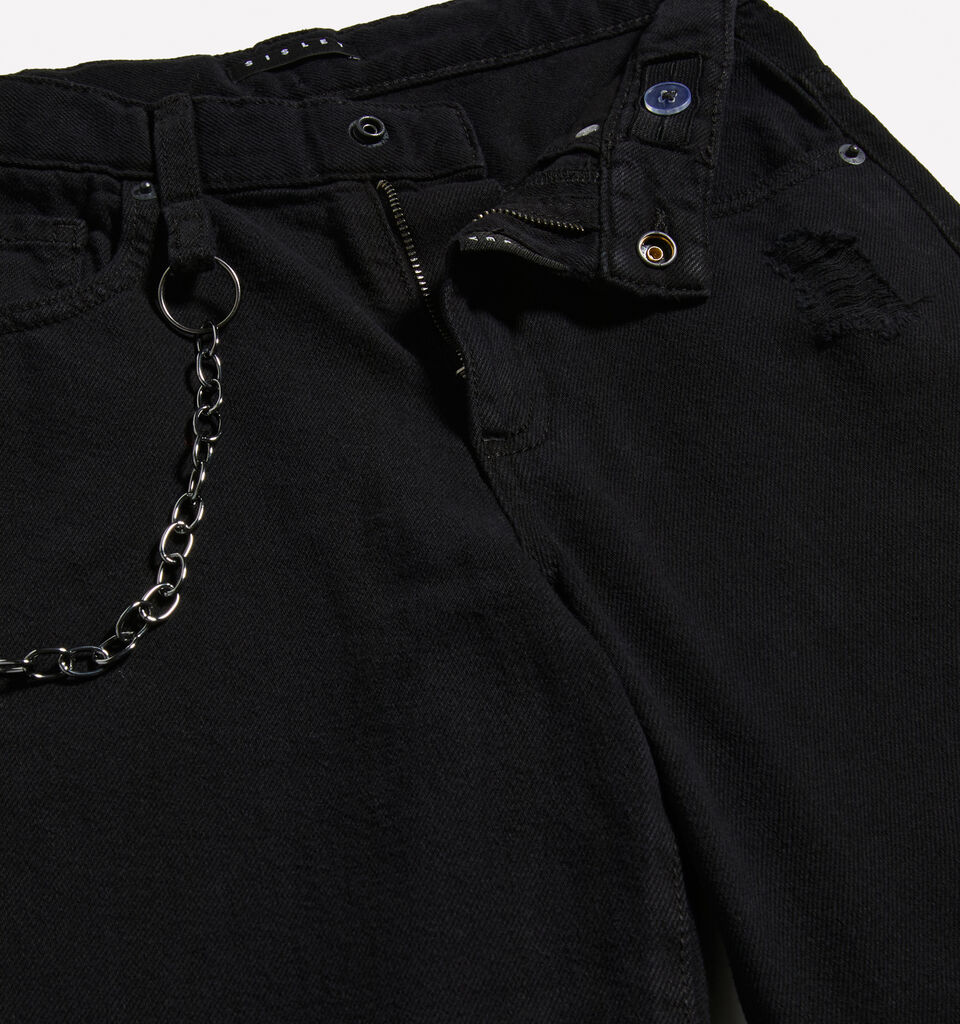 Loose fit black jeans with chain - boy's jeans - Black | Sisley Young image number 3